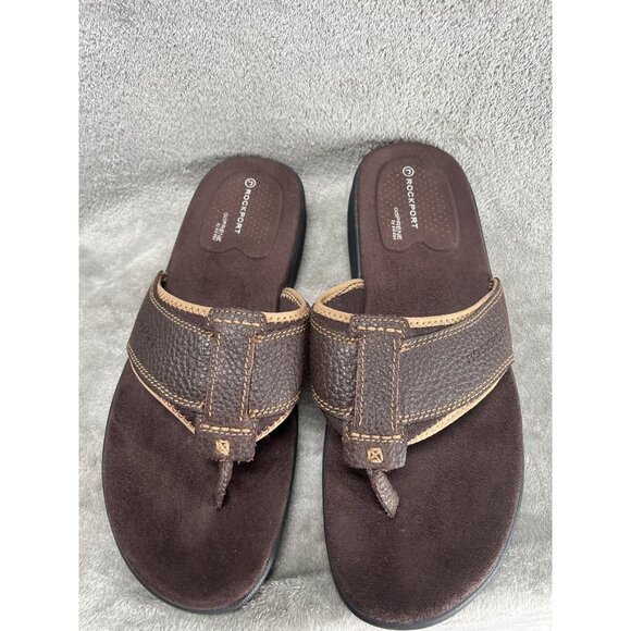 Rockport Trail Sandals Men’s 11 Brown Leather Hiking Outdoors Adiprene by adidas - Picture 1 of 7